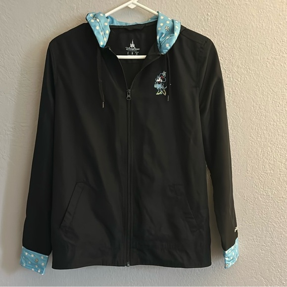 Disneyworld Minnie Mouse raincoat, womens size small. Black and turquoise. - Picture 1 of 8